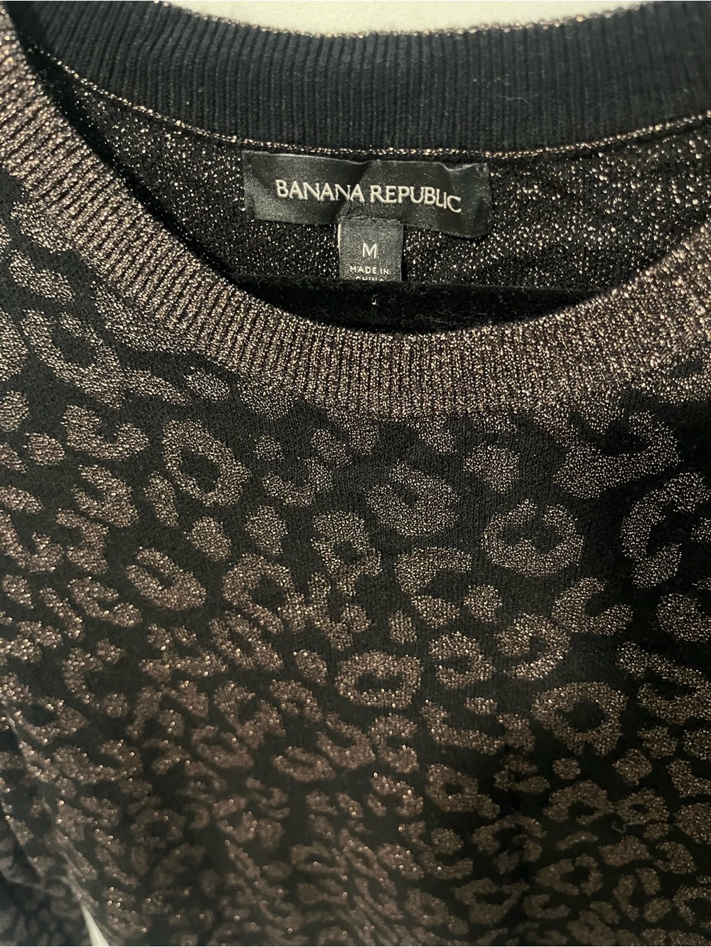 Banana Republic Black and Metallic Brown Leopard Knit Sweater - Picture 2 of 7